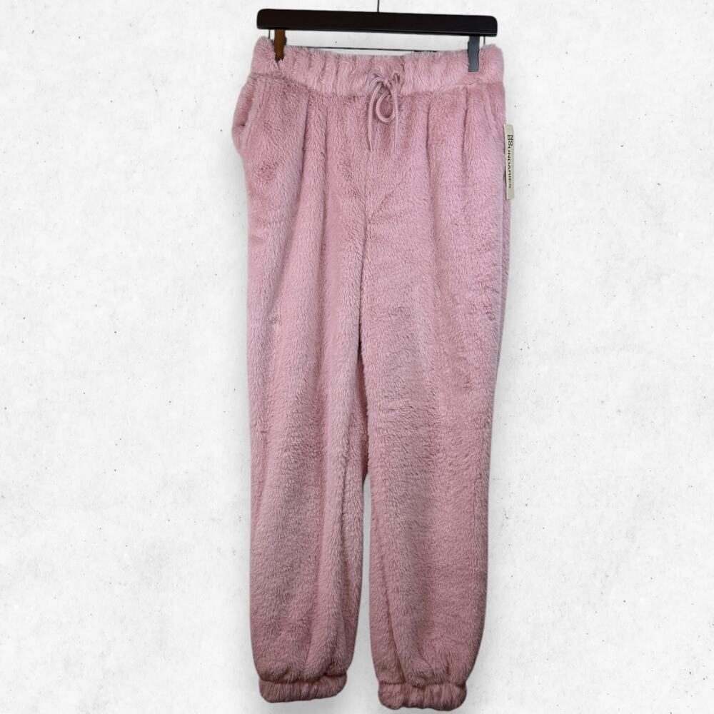 No Boundaries Plush Fuzzy Jogger Sweatpants Rose Pink Size S Juniors Cozy NWT